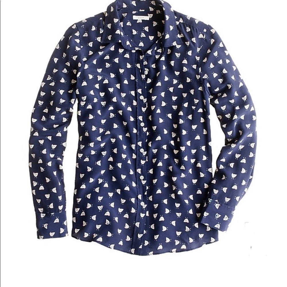 J. Crew French Hen Silk Boy Shirt
